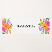 Roze tropische Floral Yogamat (Voorkant (horizontaal))