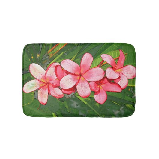 Roze Tropische Frangipani Kunst Badmat (Voorkant)