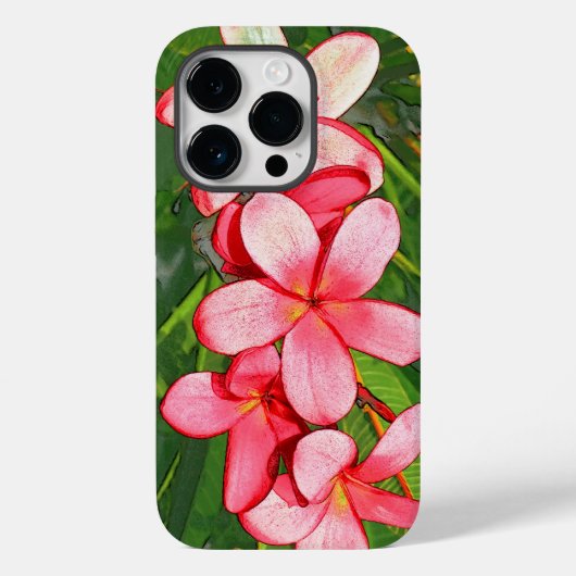Roze Tropische Frangipani Kunst Case-Mate iPhone Case (Achterkant)