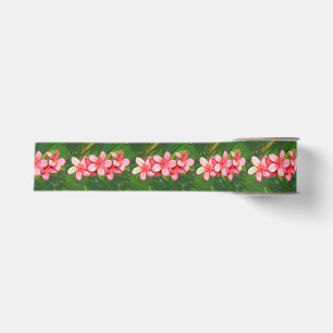 Roze Tropische Frangipani Kunst Grosgrain Lint