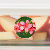 Roze Tropische Frangipani Kunst Labels (Aangebracht)