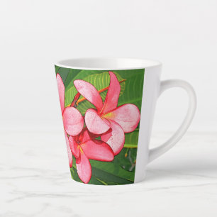 Roze Tropische Frangipani Kunst Latte Mok