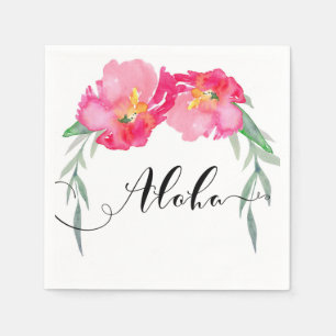 Roze Tropische Groene Blad Wingerd Bloemige Aloha Servetten