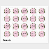 Roze Tropische Groene Bladeren Strand Bruiloft ALO Ronde Sticker (Vel)