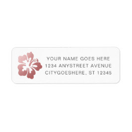 Roze Tropische Hibiscus Return Address Etiket