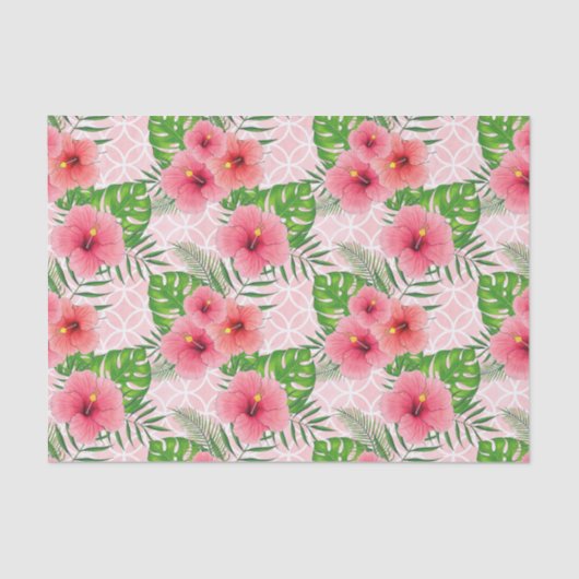 Roze tropische hibiscus tissuepapier (Voorkant)