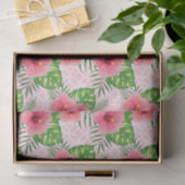 Roze tropische hibiscus tissuepapier (Geschenk)