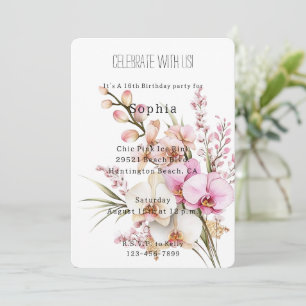 Roze tropische orchidee bloemen verjaardag kaart