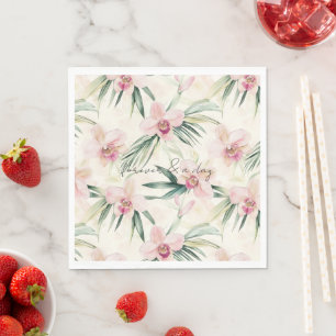 Roze Tropische Orchidee Bloemen Wedding Servet