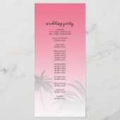 Roze tropische palboom strandtrouw programma (Achterkant)