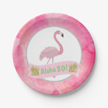 Roze tropische palmen Flamingo Age Birthday Party