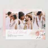 Roze Tropische Pampas Gras Bruiloft Dank u Bedankkaart (Voorkant / Achterkant)