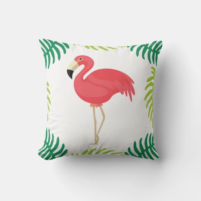 Roze tropische Sierkussen (Voorkant)