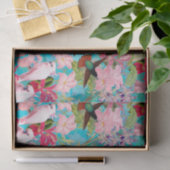 Roze tropische vogel en orchidee fluitpatroon tissuepapier (Geschenk)