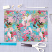 Roze tropische vogel en orchidee fluitpatroon tissuepapier (Craft)