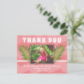 Roze tropische Waterverf meisje met lef Briefkaart (Staand voorkant)