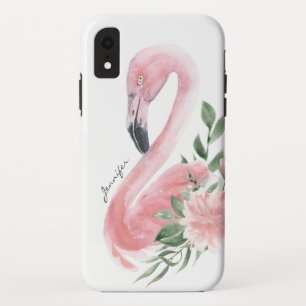 Roze tropische Waterverf van Flamingo Floral met n iPhone XR Hoesje