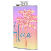 Roze Tropische Zonsondergang Palm Aloha 8oz. Heupfles (Links)