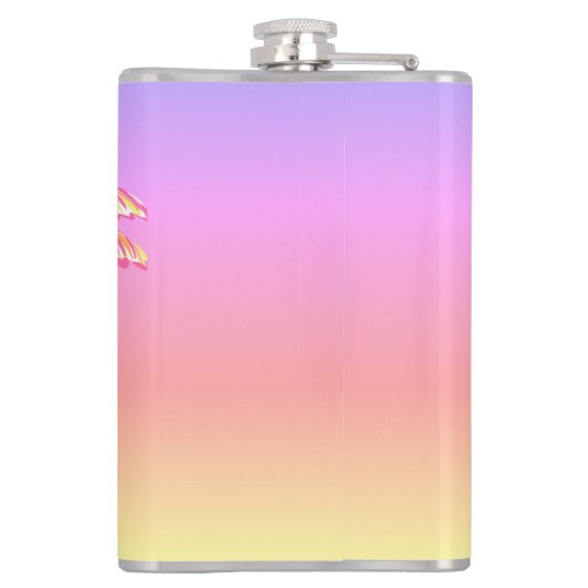 Roze Tropische Zonsondergang Palm Aloha 8oz. Heupfles (Achterkant)