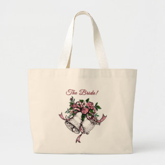 Roze trouwbellen de bruid grote tote bag
