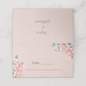 Roze trouwkaart met bloemen (Buitenkant ongevouwen)