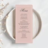 Roze Trouwscriptie Diner Menu