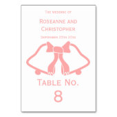 Roze Trouwtafel Nummer Kaart bellen en lint (Voorkant)