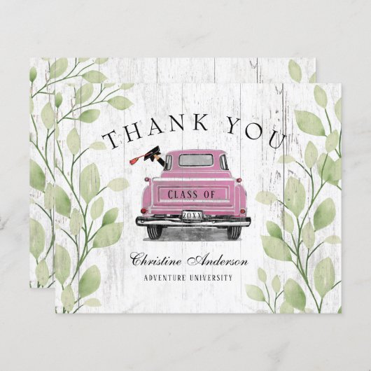 Roze Truck Rustic Afstuderen Hartelijk dank (Voorkant / Achterkant)