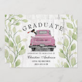  Roze Truck Rustiek Groen 2025 Afstuderen Aankondiging (Voorkant / Achterkant)