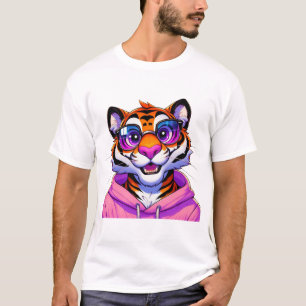 Roze trui tijger kunst t-shirt