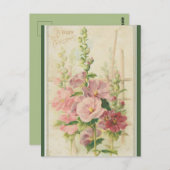 Roze Tuin Bloemen Kerst Briefkaart (Voorkant / Achterkant)