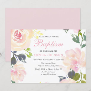 Roze tuin Floral Girls Baptism Christening Kaart