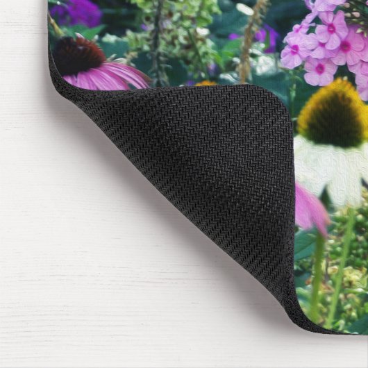 Roze tuin Phlox Landschap met kloonbloemen Muismat (Hoek)