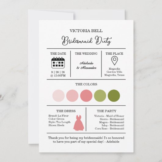 Roze Tuin Roos Bruidsmeisje Trouw Aanzoekkaart Kaart (Achterkant)