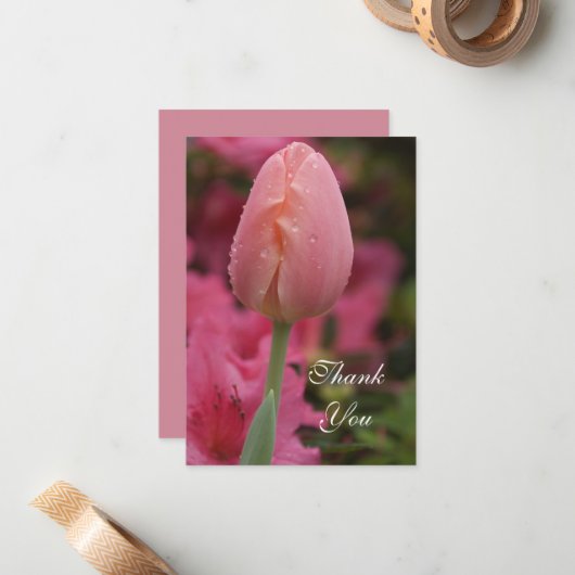 Roze tuin Tulp vlam Dank u wel Notitiekaartje (Voorkant / Achterkant in situ)