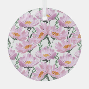 Roze tuinbloemen: naadloos met de hand getekend. glas ornament