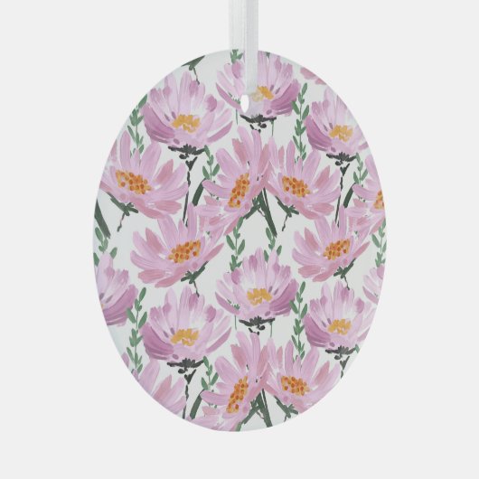 Roze tuinbloemen: naadloos met de hand getekend. glas ornament (Voorkant Rechts)