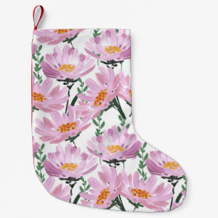 Roze tuinbloemen: naadloos met de hand getekend. kleine kerstsok