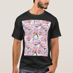 Roze tuinbloemen: naadloos met de hand getekend. t-shirt