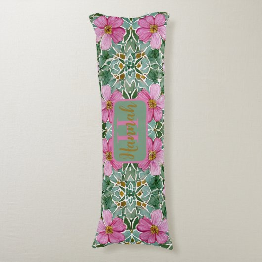 Roze Tuinmozaïek Lichaamskussen (Voorkant Verticaal)