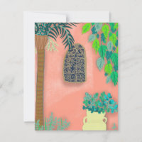 Roze tuinmuur Exotische geheime palmboom