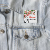 Roze Tulip aangepaste verpleegster Vierkante Button 5,1 Cm (In situ)