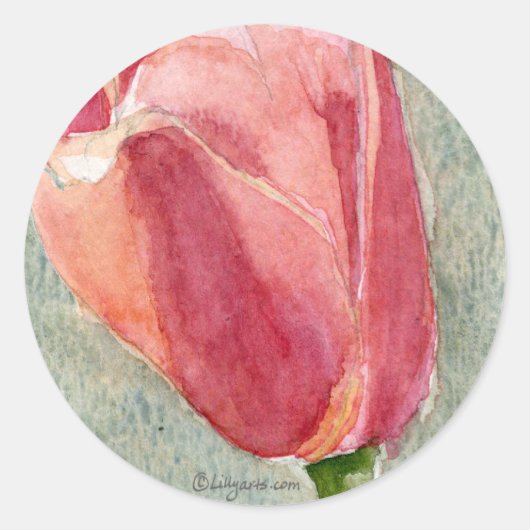 Roze Tulip Envelop Seals - Trouwstickers Ronde Sticker (Voorkant)