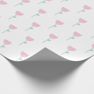 Roze Tulip Floral Minimalistisch Eenvoudig Cadeaupapier