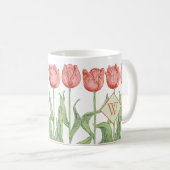 Roze Tulip Floral Monogrammed Initiaal Koffiemok (Voorkant rechts)