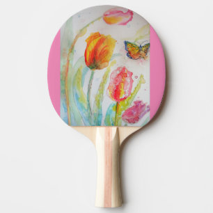 Roze Tulip Floral Waterverf Ping Pong Paddle Tafeltennisbatje