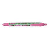 Roze Tulip Flowers Zwarte Inkt Pen (Achterkant)