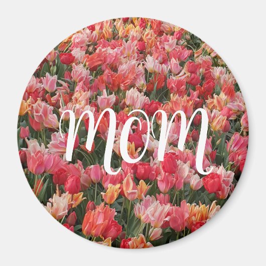 Roze Tulip Garden Mam Magnet Magneet (Voorkant)