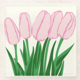 Roze Tulip Glass Onderzetter