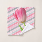 Roze Tulip Grey Stripe Bathroom Towel sets Bad Handdoek (Wasdoekje)